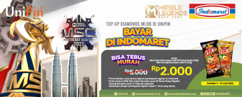 Top Up Diamonds MLBB dan Bayar di Indomaret, Bisa Tebus Murah Mie Instant Boncabe hanya Rp2.000 + Tiket Grand Final MSC 2022 di Kuala Lumpur